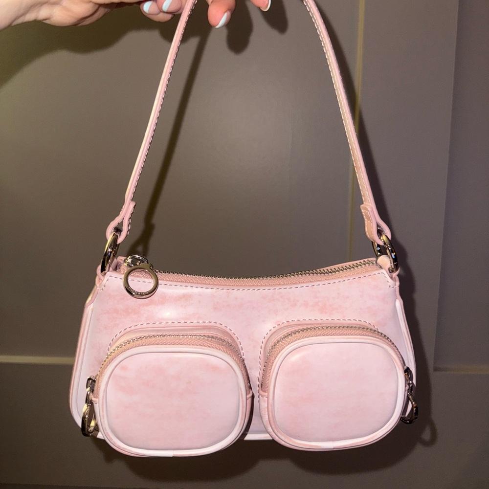 Charles & Keith Pink Faux Leather Small Shoulder Bag